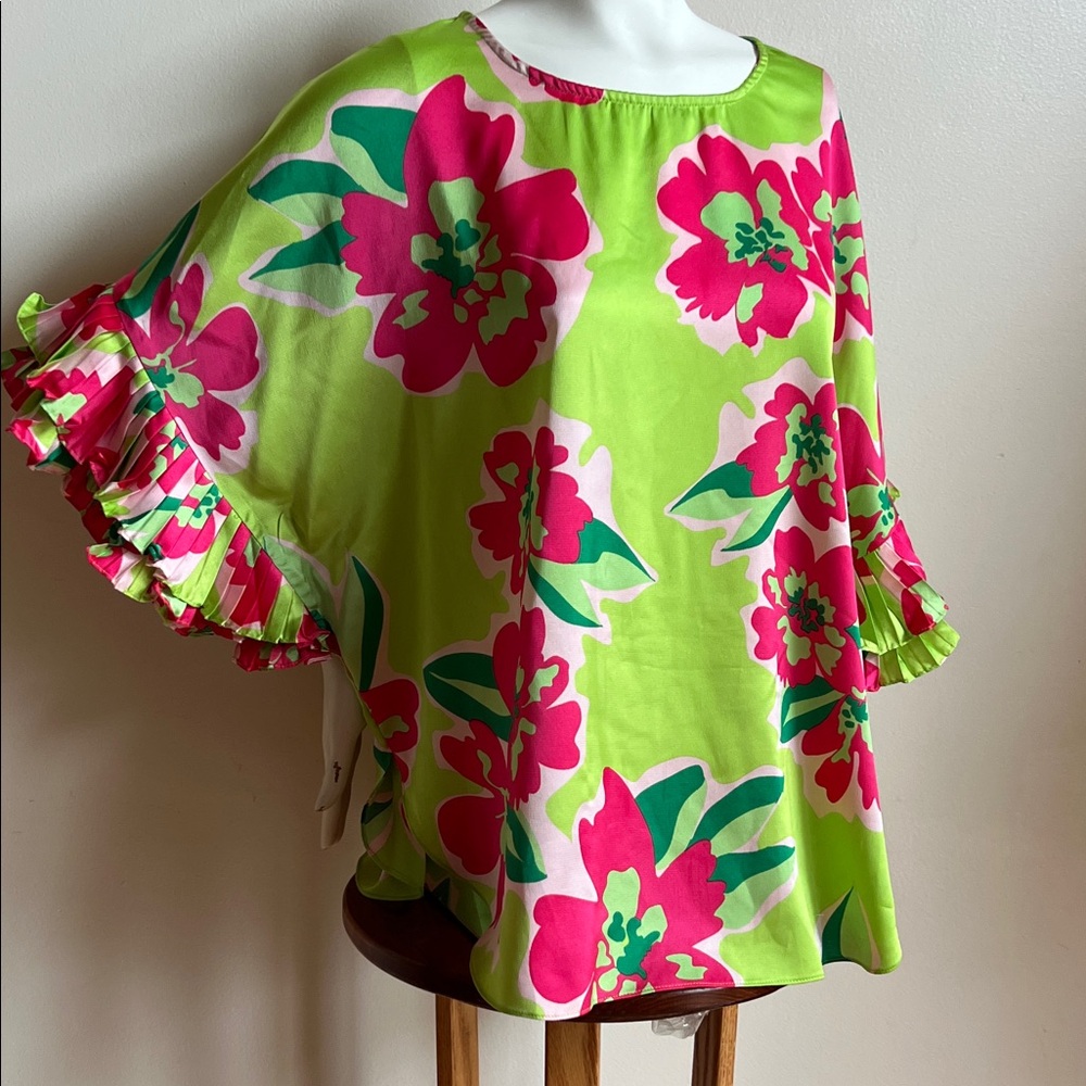 JODIFL Pink and Green floral Patterned Fabric with salsa sleeve